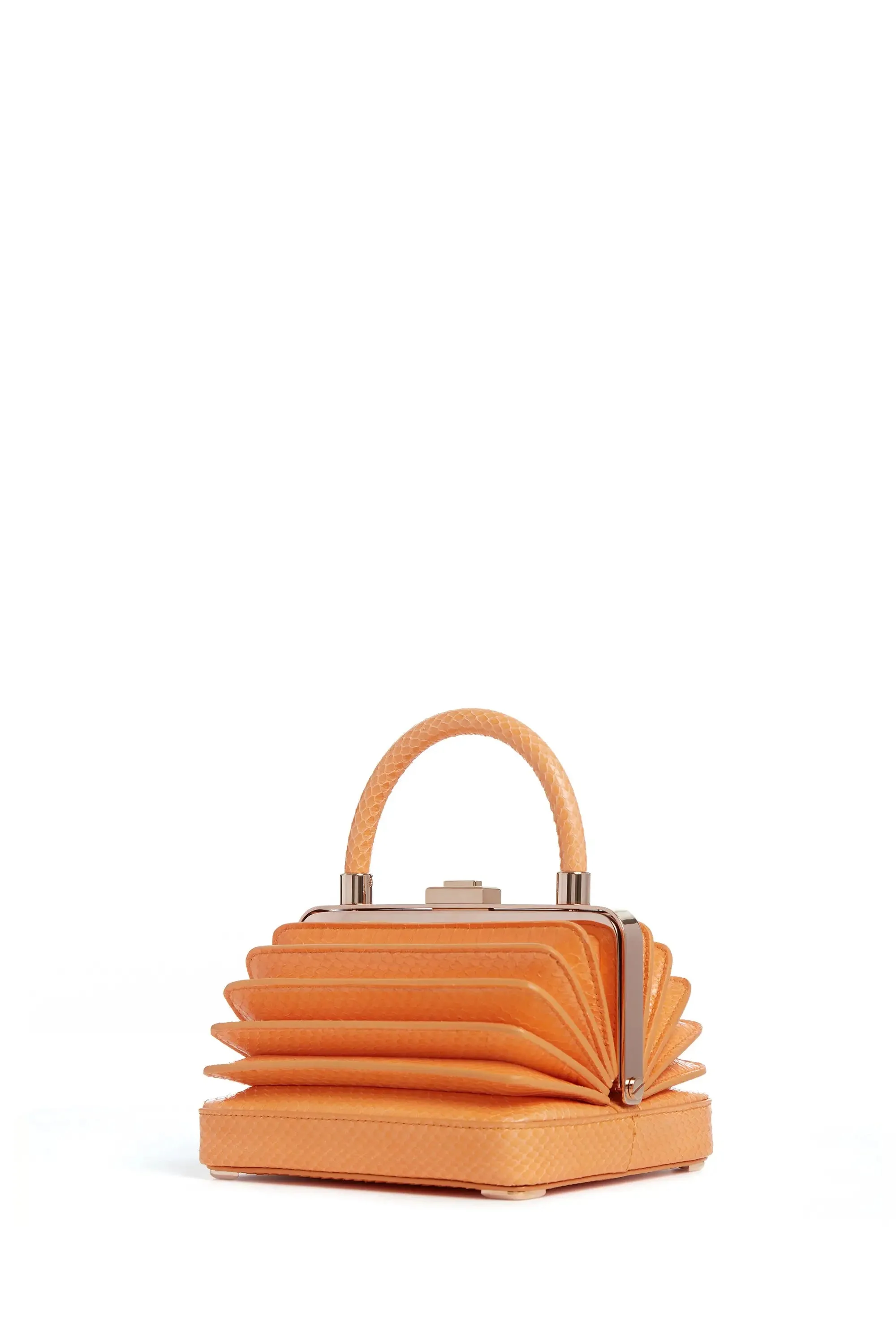 Small Diana Bag in Fluorescent Orange Snakeskin - 1