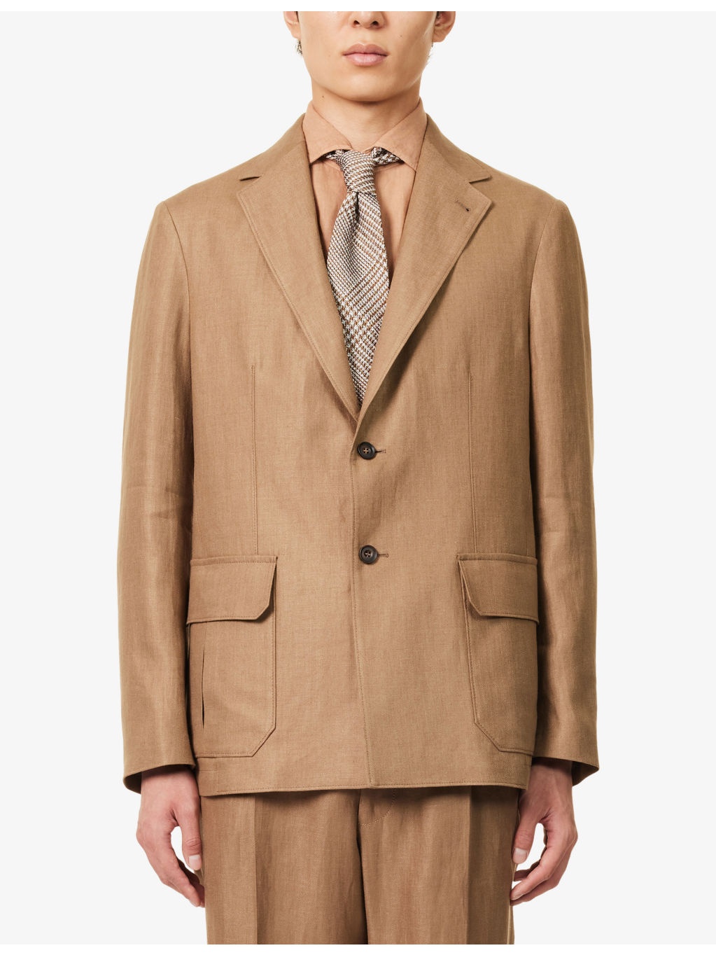 Single-Breasted Formal Linen Jacket - 3