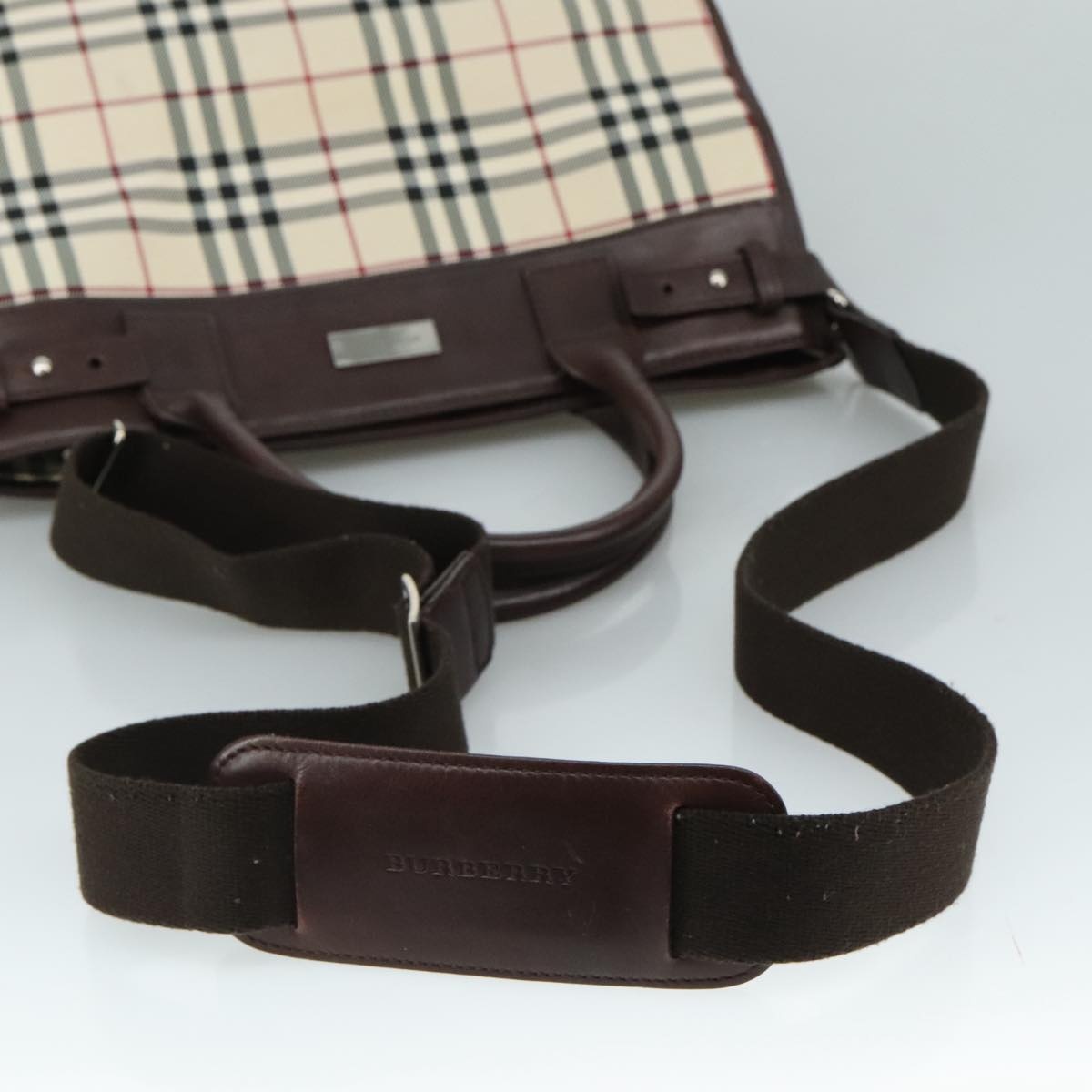 Burberry Nova Check Hand Bag Canvas Beige - 9