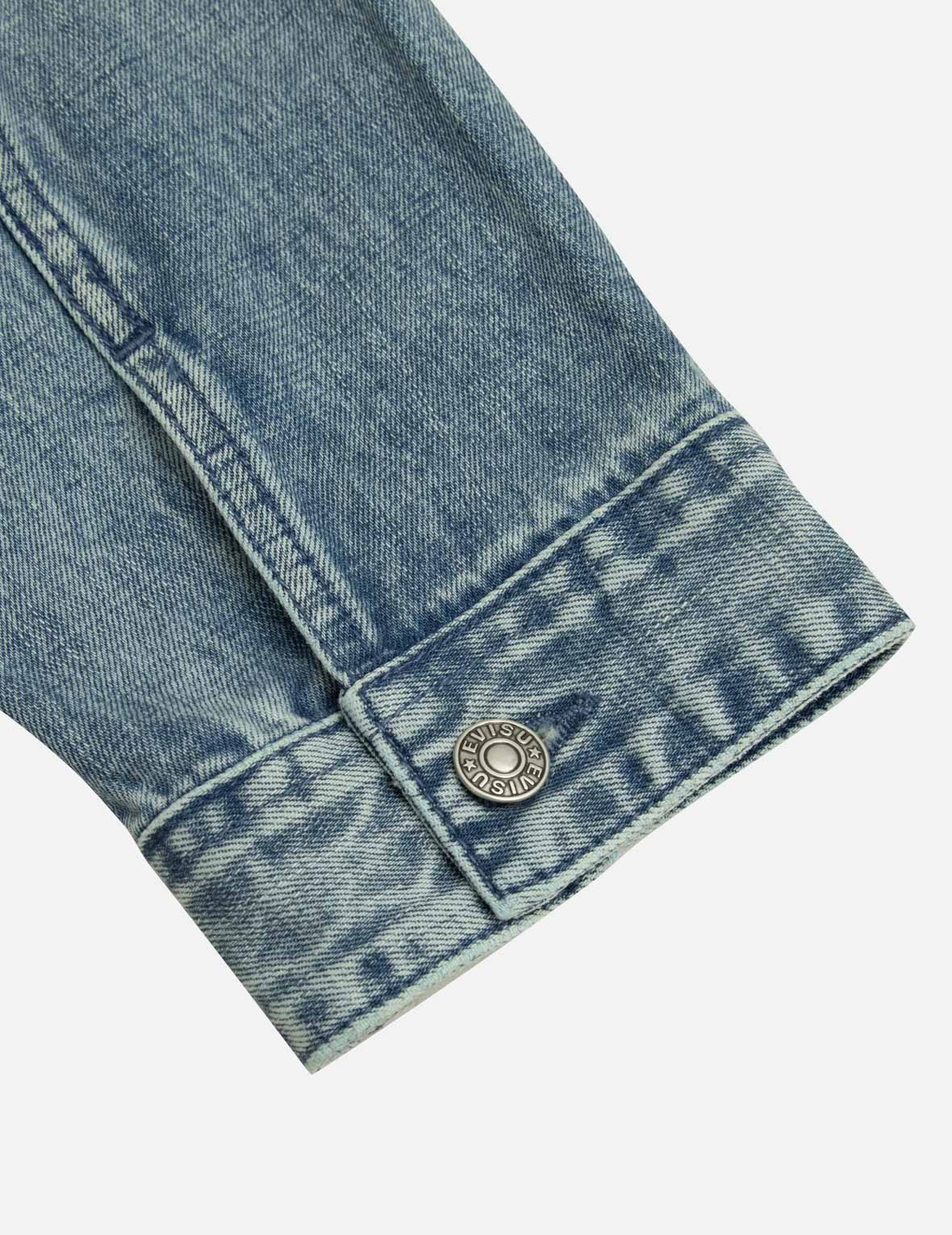 SEAGULL AND LOGO EMBOSSED PRINT LOOSE FIT DENIM JACKET - 13