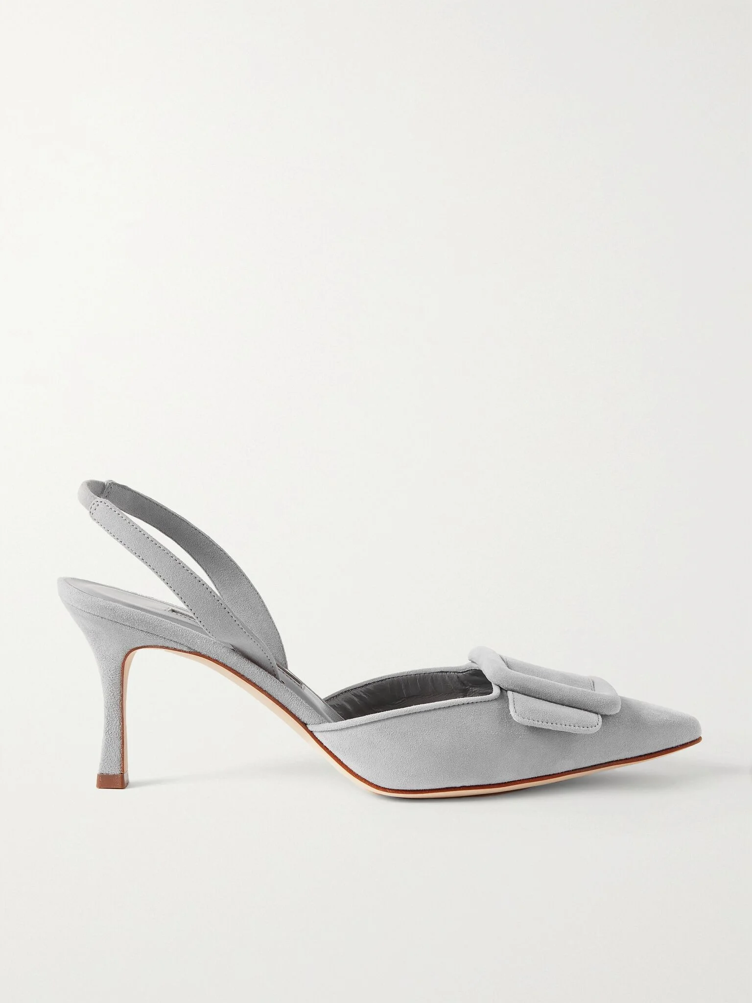 Maysli 70 buckled suede slingback pumps Light gray - 1