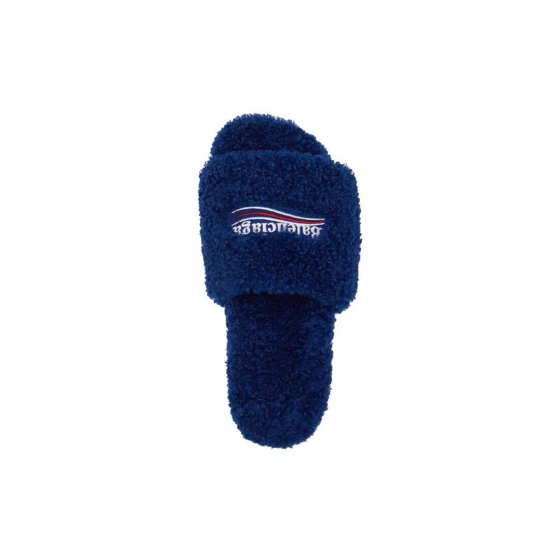 Men's Furry Slide Sandal in Blue/white/red - 5