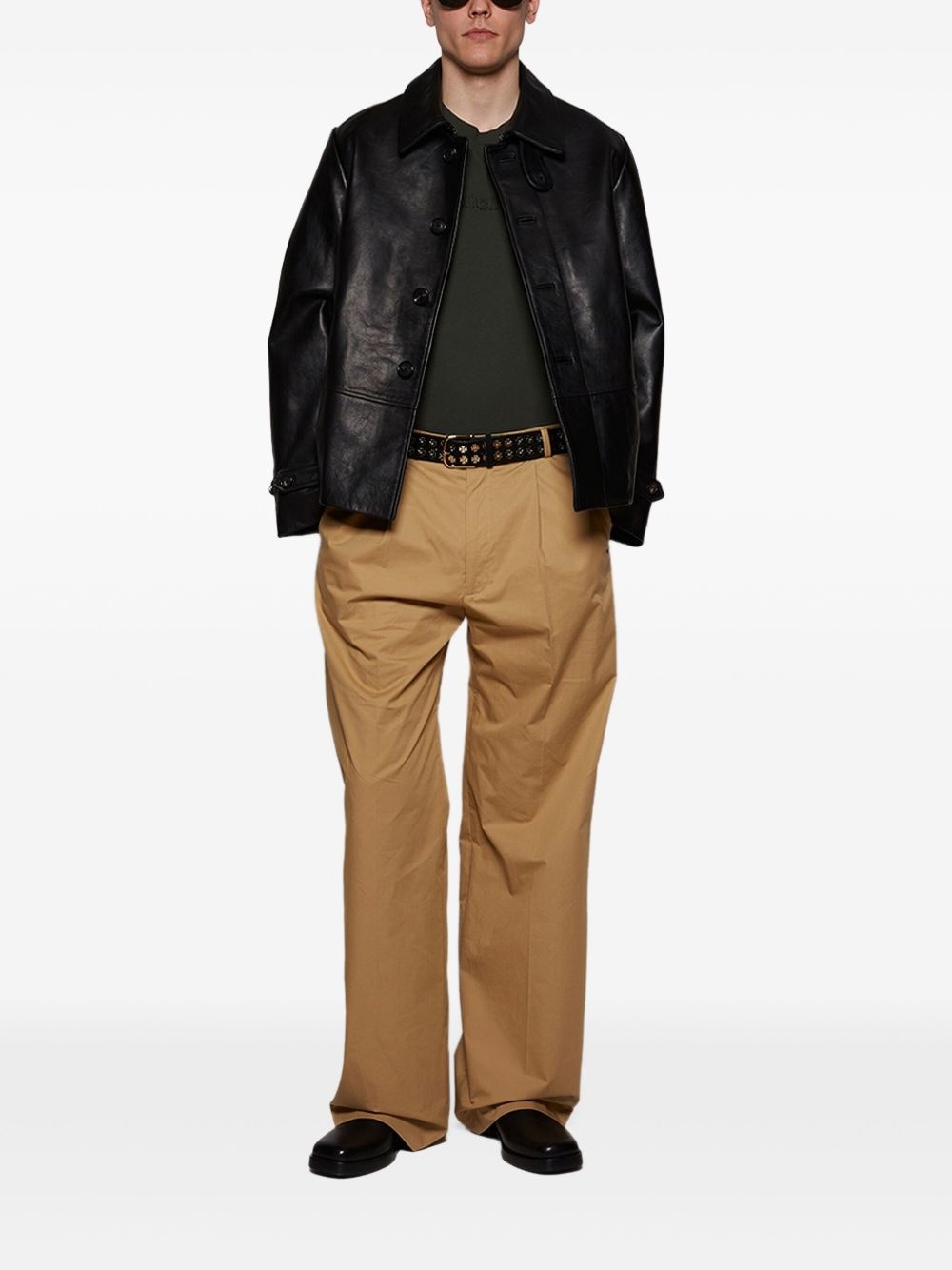 button-up leather jacket - 2