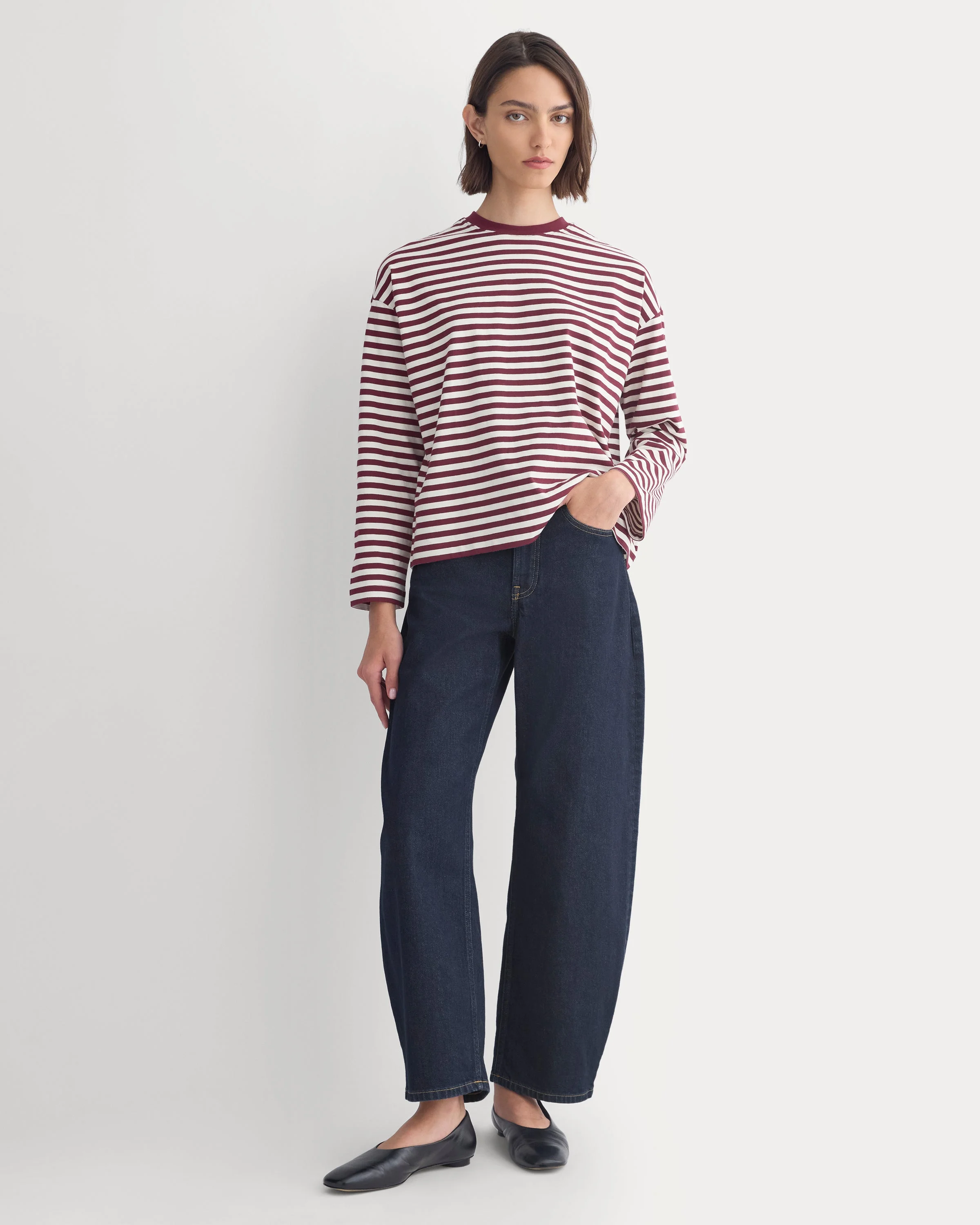 FOREVER JERSEY BOXY LONG-SLEEVE CREW - 1