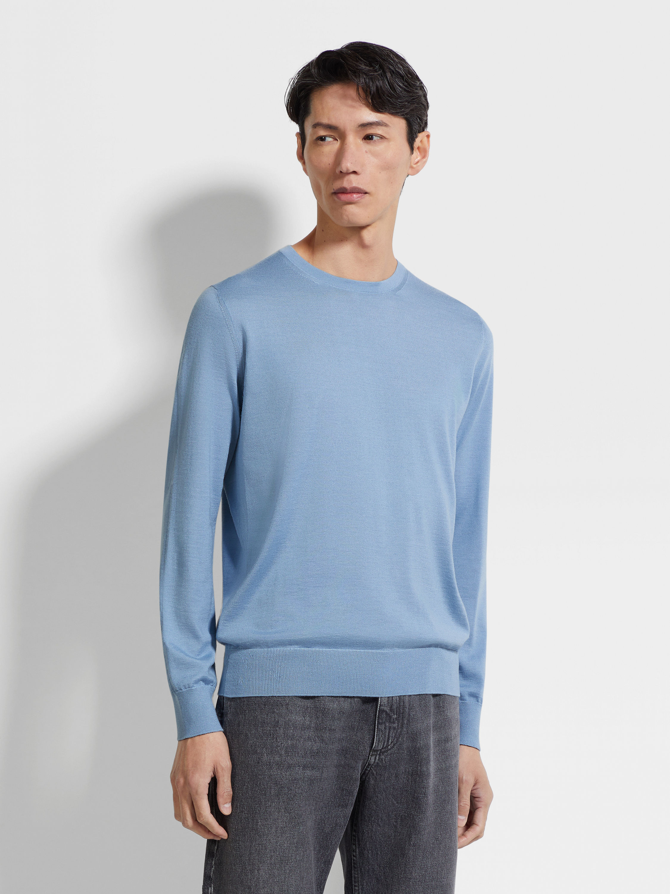 LIGHT BLUE MÉLANGE CASHSETA CREWNECK - 4