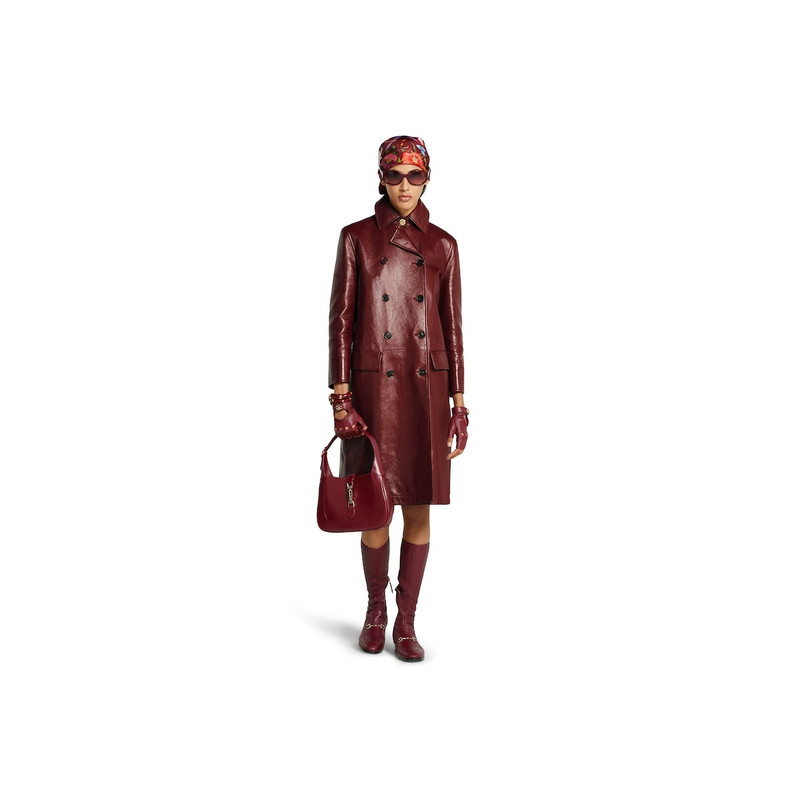 GUCCI Shiny leather double-breasted coat outlook