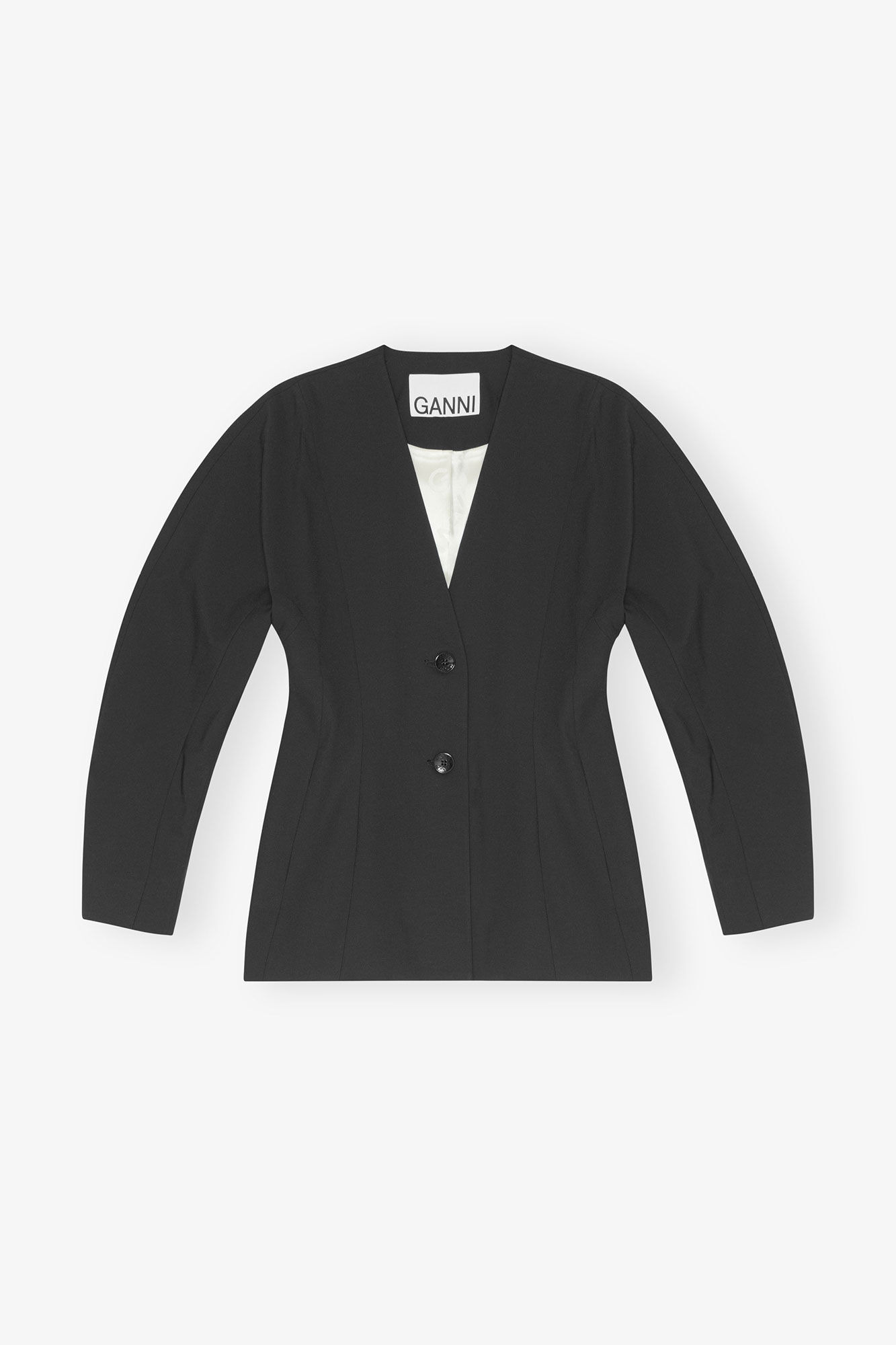BLACK FITTED DRAPEY MELANGE BLAZER - 1