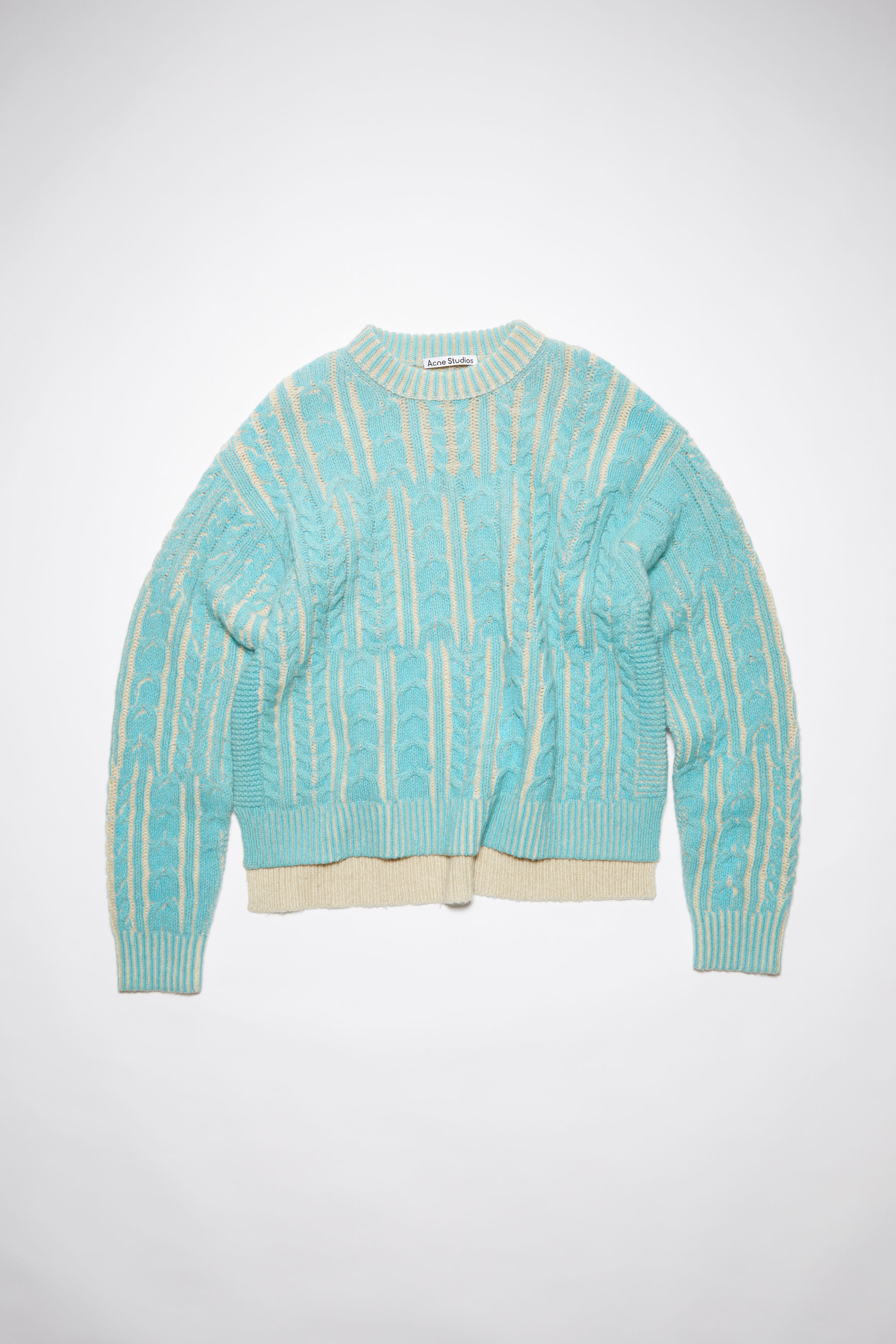 Crew neck wool-blend jumper - Turquoise blue - 1