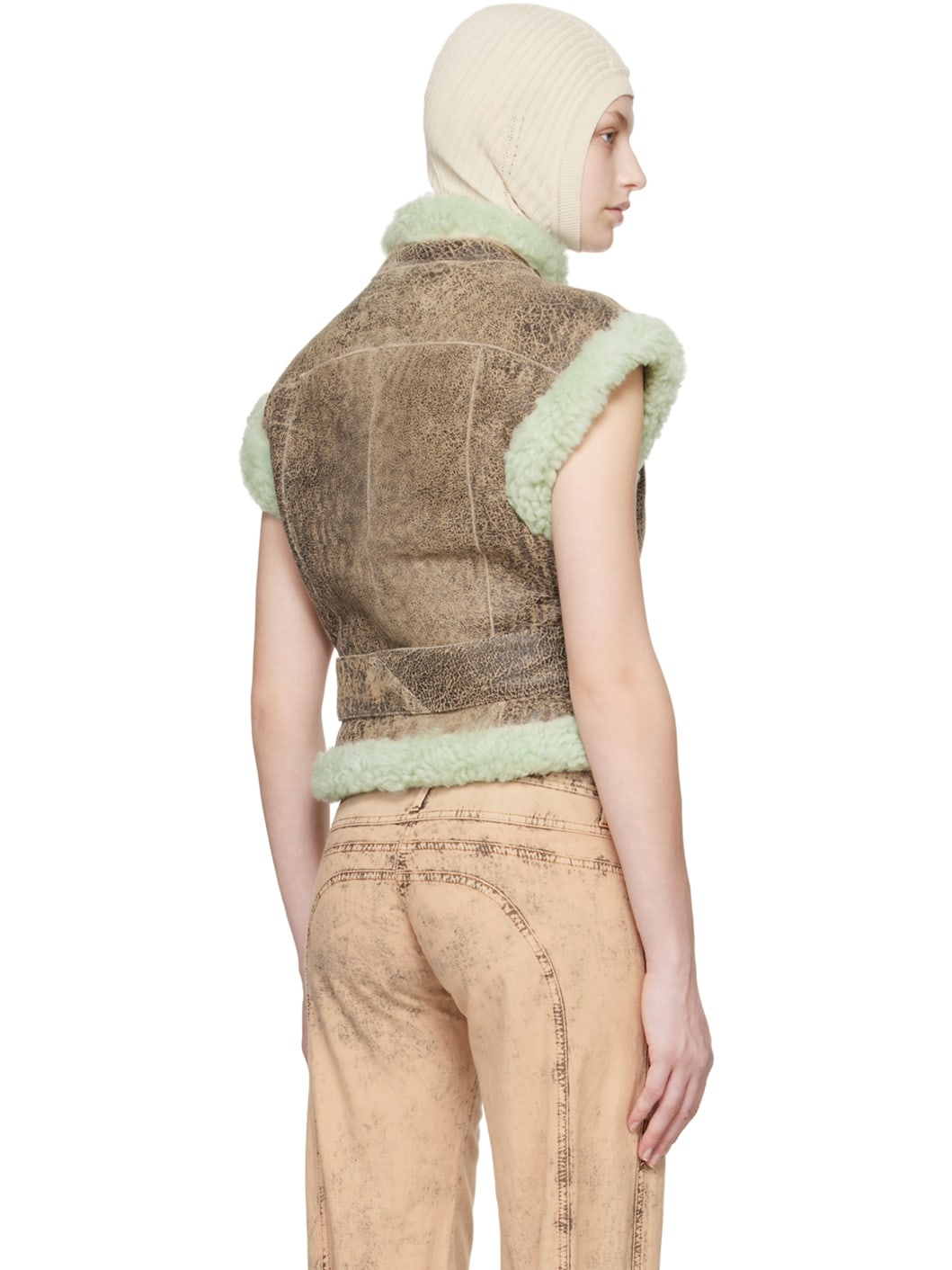 Brown Rex Shearling Vest - 3