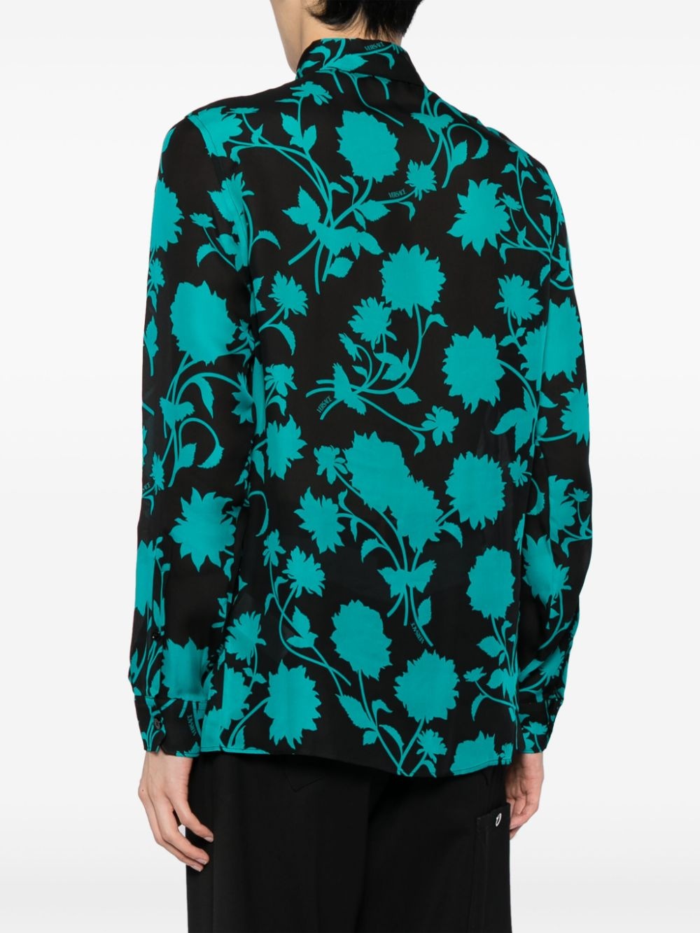 Floral Silhouette-print silk shirt - 4