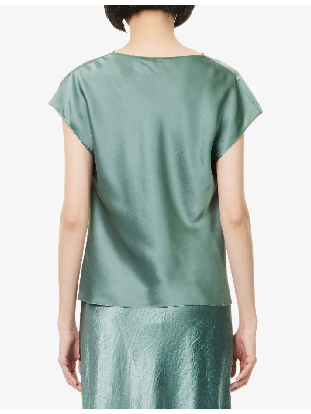 Cowl-Neck Cap-Sleeves Silk Top - 4