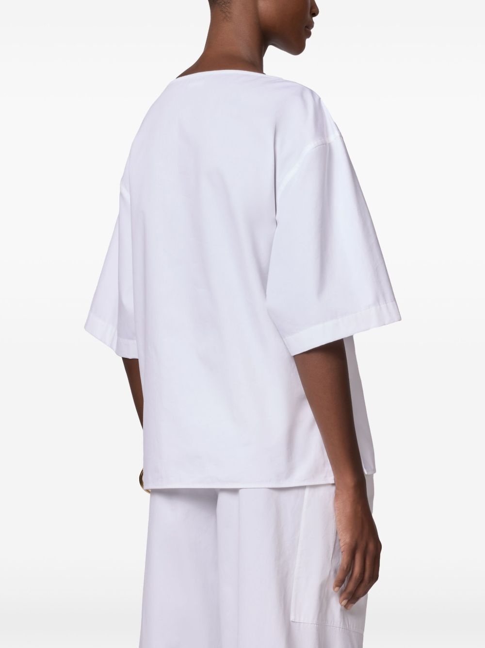 slash-neck cotton T-shirt - 4