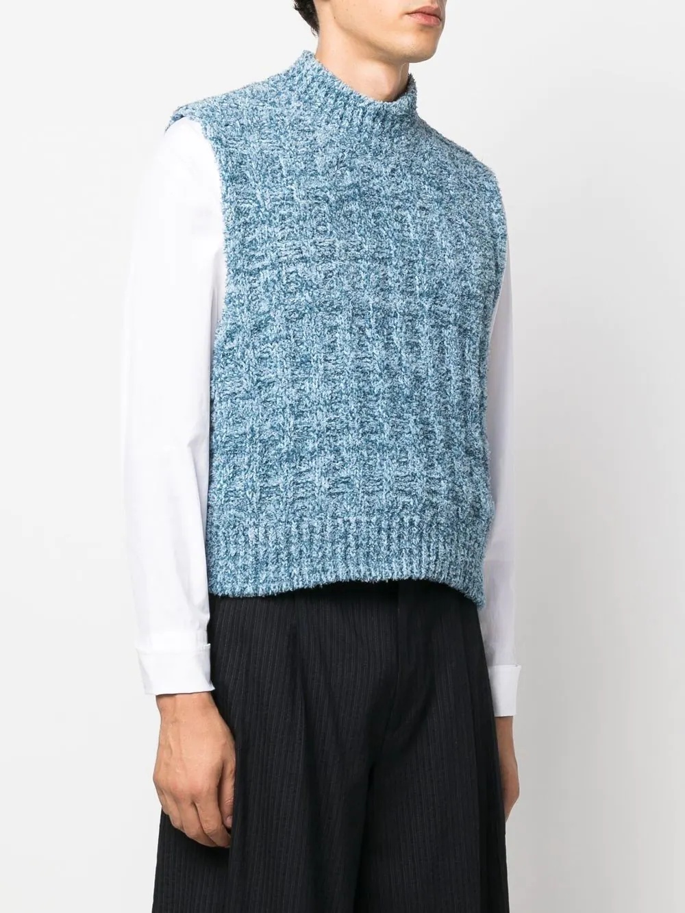 mock neck knitted vest - 4