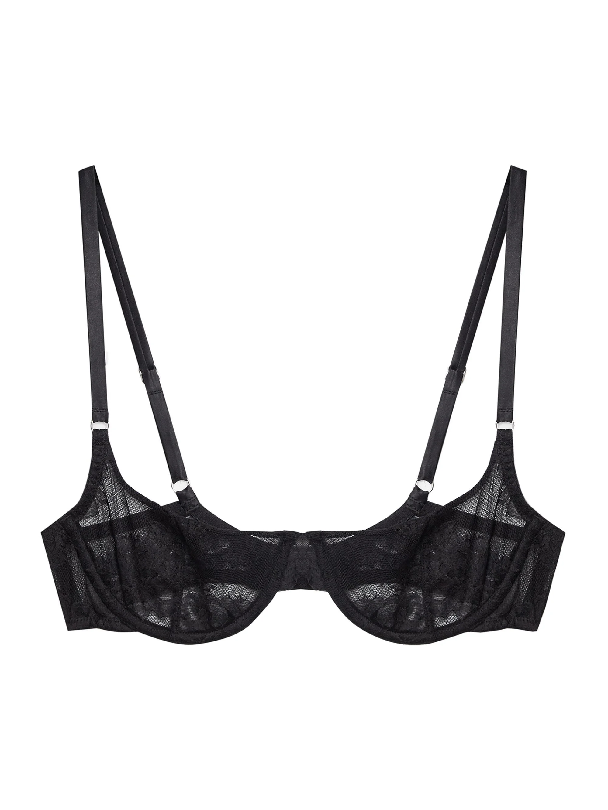 Women's Lace Balconette Bra - Black - 1
