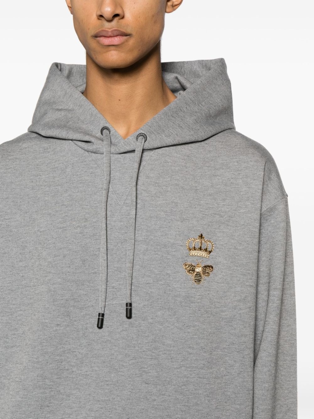 Crown Bee-embroidered hoodie - 5