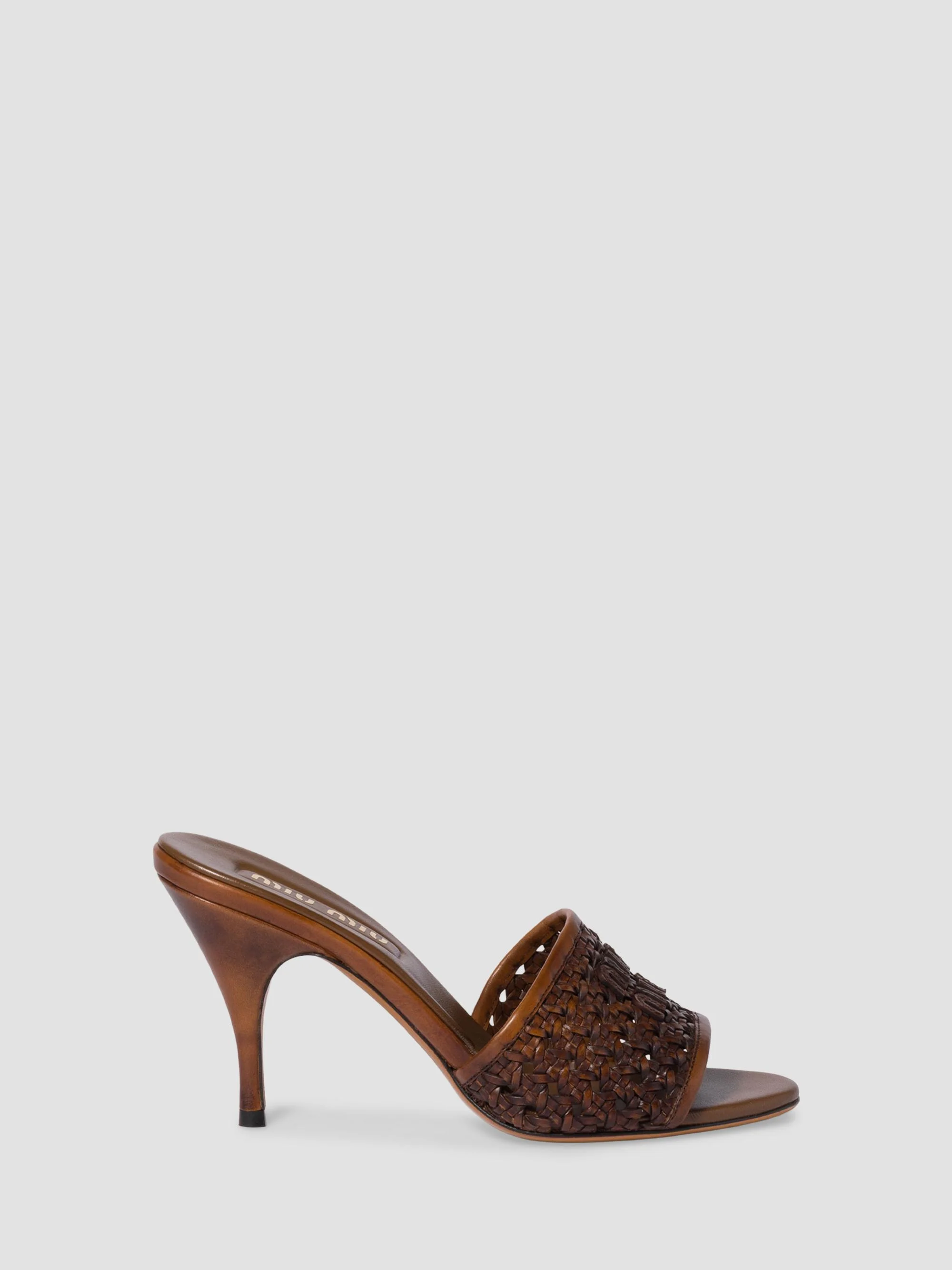 Women's Woven Leather Sandals - Brown - 1