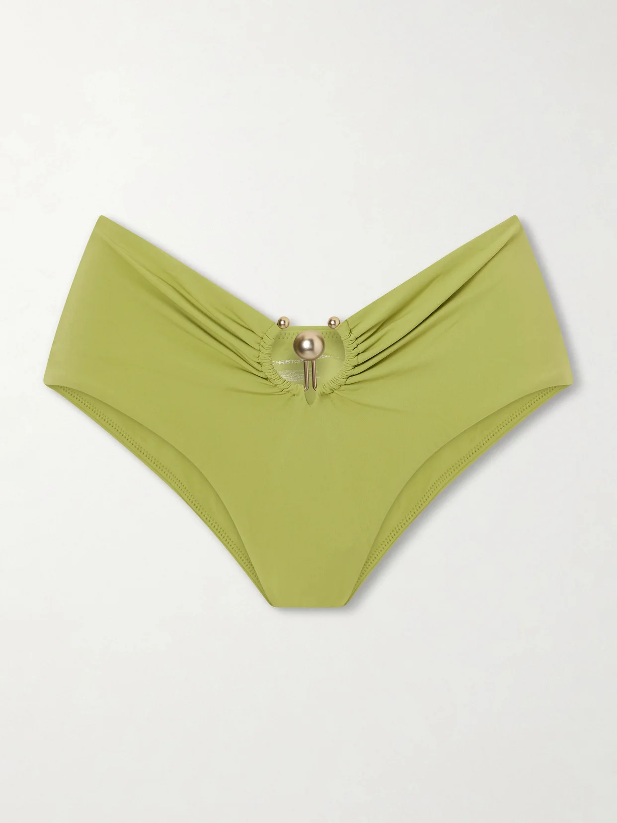 Ruched Orbit Embellished Bikini Bottoms - 1