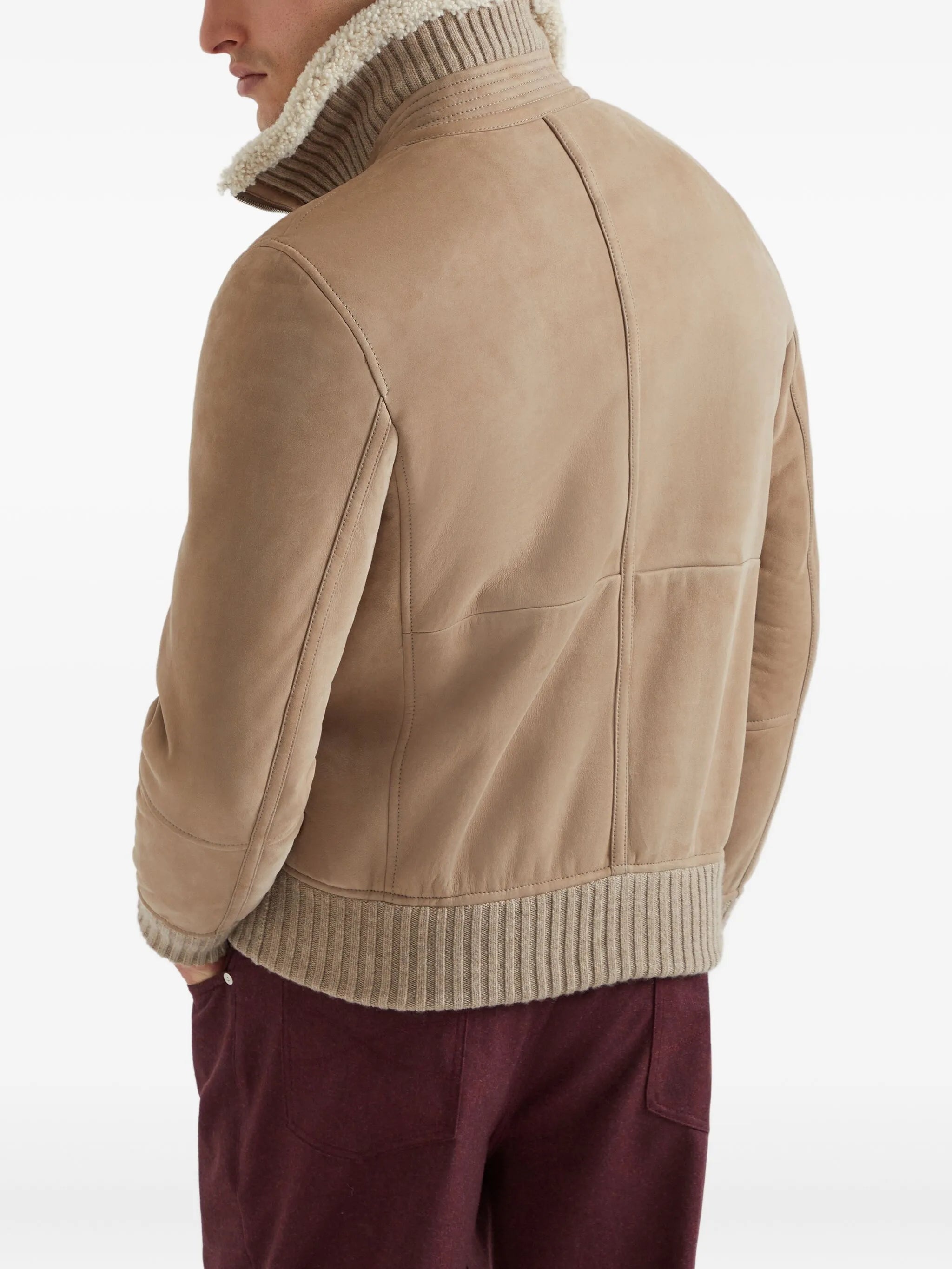 Brunello Cucinelli Shearling-collared Suede Jacket - 2