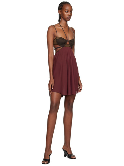 NENSI DOJAKA Burgundy Draped Double Bra Minidress outlook