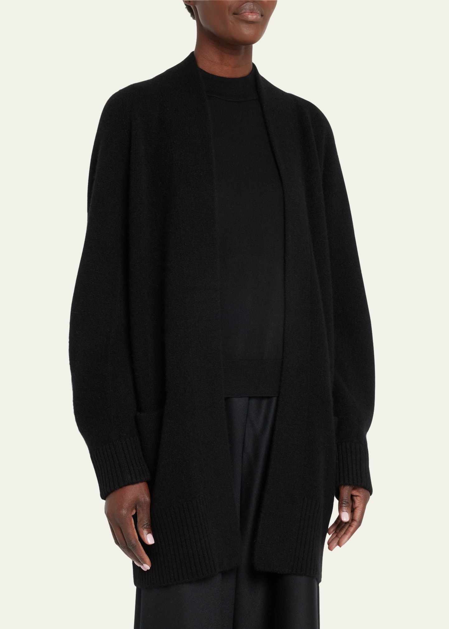 Cashmere Shawl-Collar Open-Front Cardigan - 3