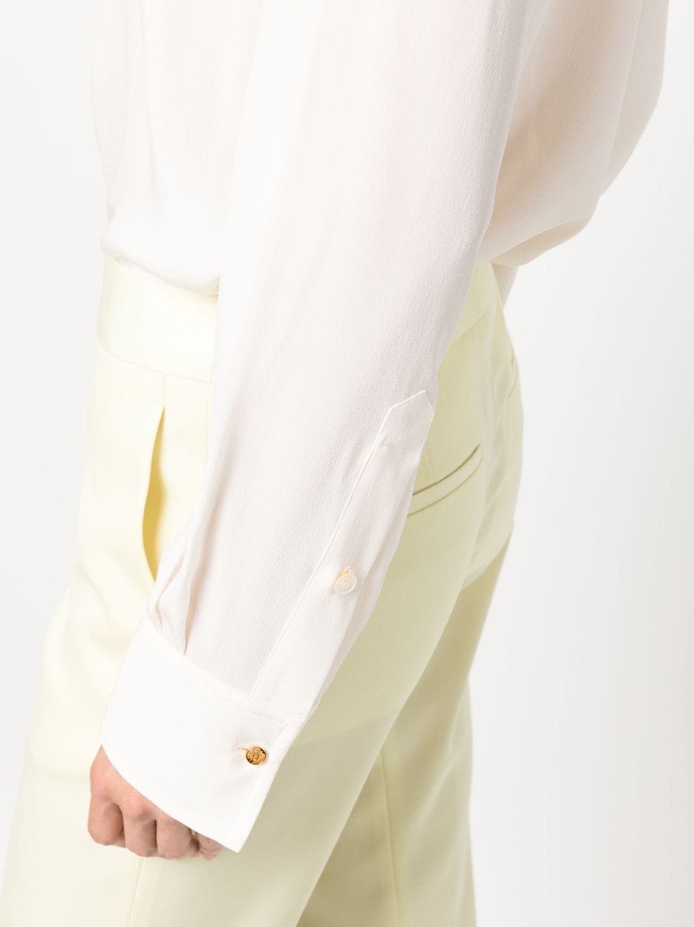 band-collar silk blouse - 4
