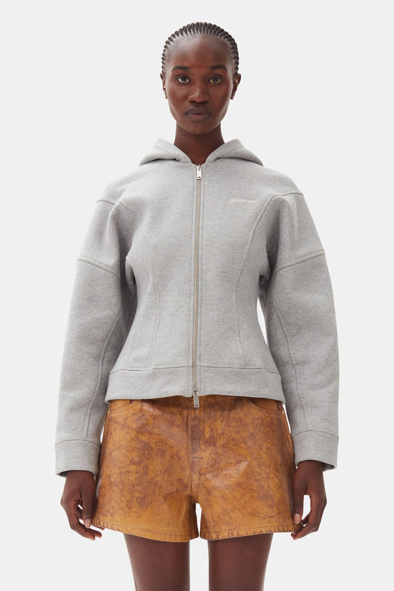 GANNI GREY FLEECE ZIP HOODIE outlook