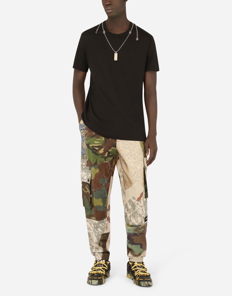 Camouflage patchwork cargo pants with patch embellishment - 6