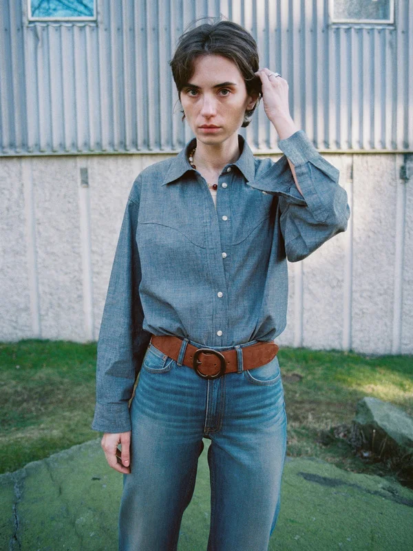 Daisy Chambray Western Shirt Blue - 1