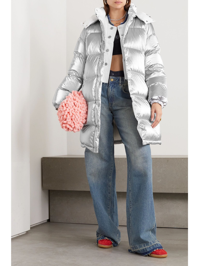 Moncler Gaou hooded quilted metallic shell down jacket Silver outlook