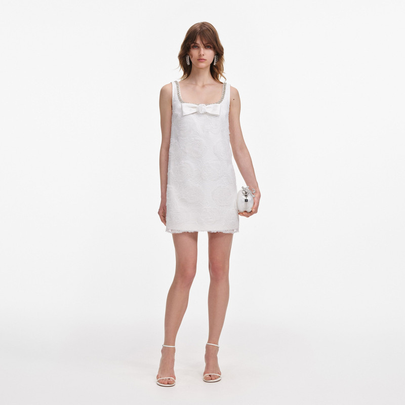 White Tulle Lace Mini Dress - 1
