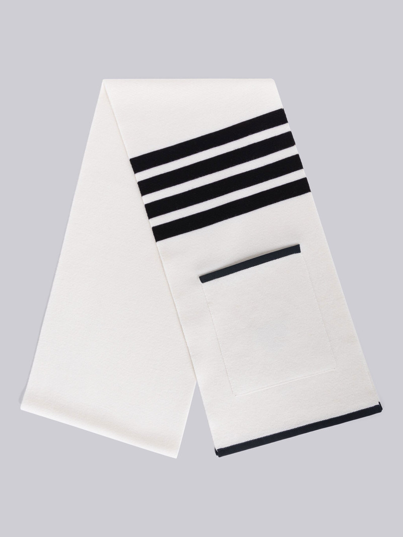 MILANO STITCH MERINO GROSGRAIN TIPPING 4-BAR POCKET SCARF 3