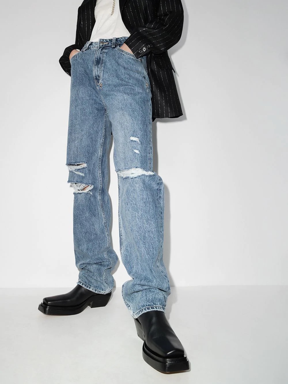 ripped detail straight-leg jeans - 2