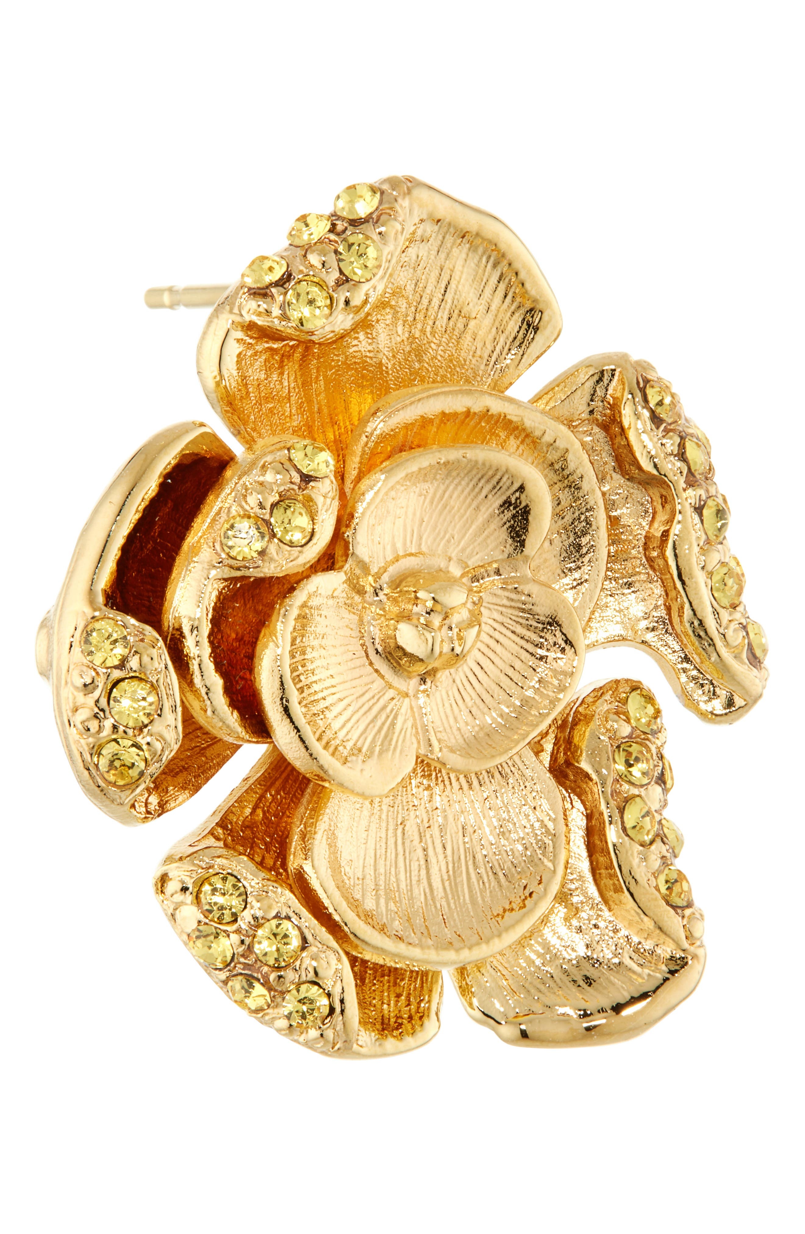 Oscar de la Renta Small Pavé Rose Stud Earrings in Light Topaz at Nordstrom - 4
