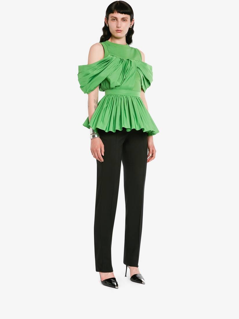 Women's Hybrid Peplum T-shirt in Acid Green - 3