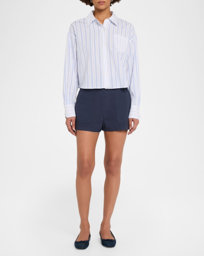 RAMY BROOK Hilary High-Rise Canvas Mini Shorts outlook