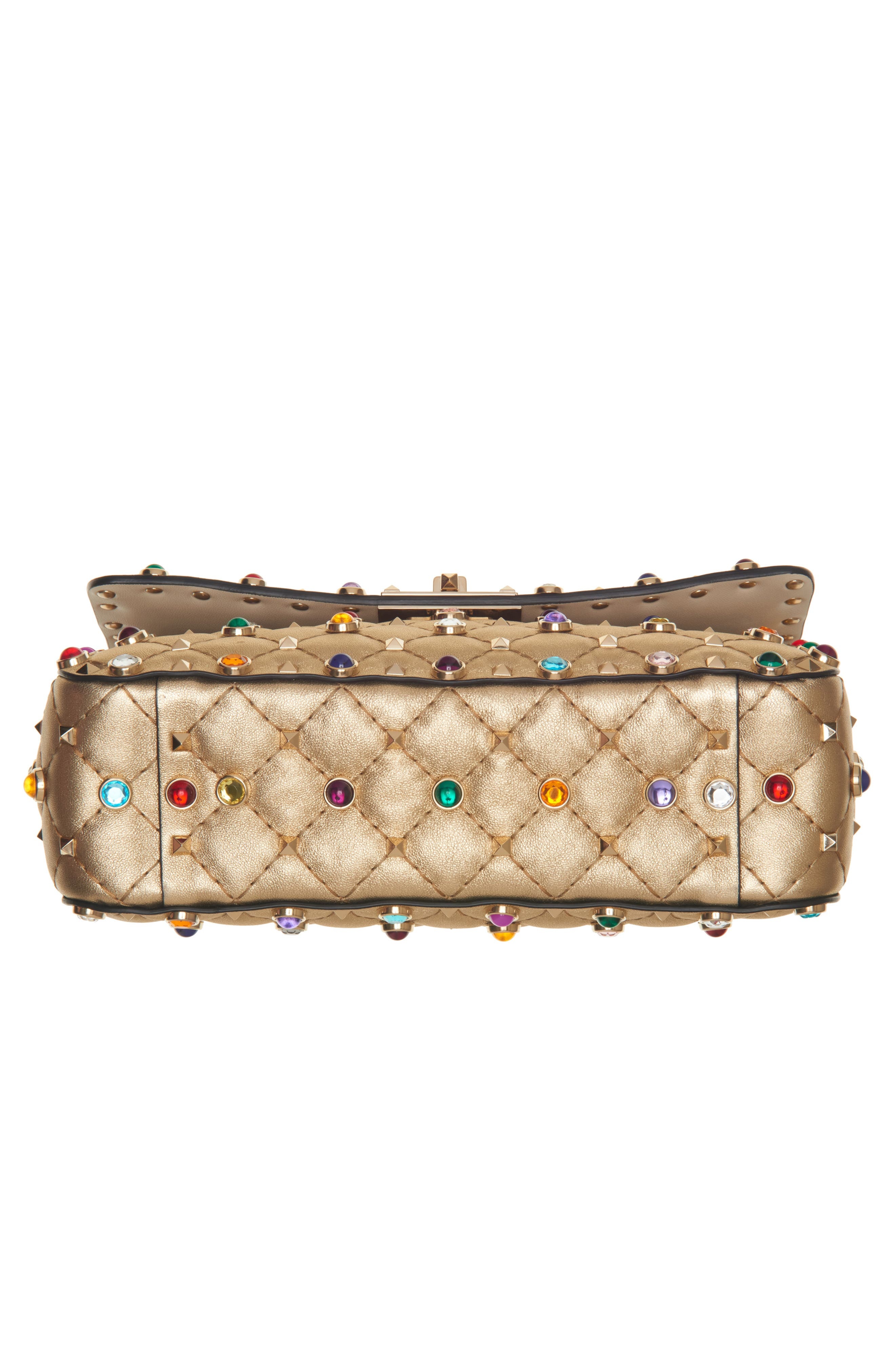 Valentino Garavani Small Rockstud Quilted Metallic Leather Shoulder Bag in Mekong/Soft Beige/Multico - 7