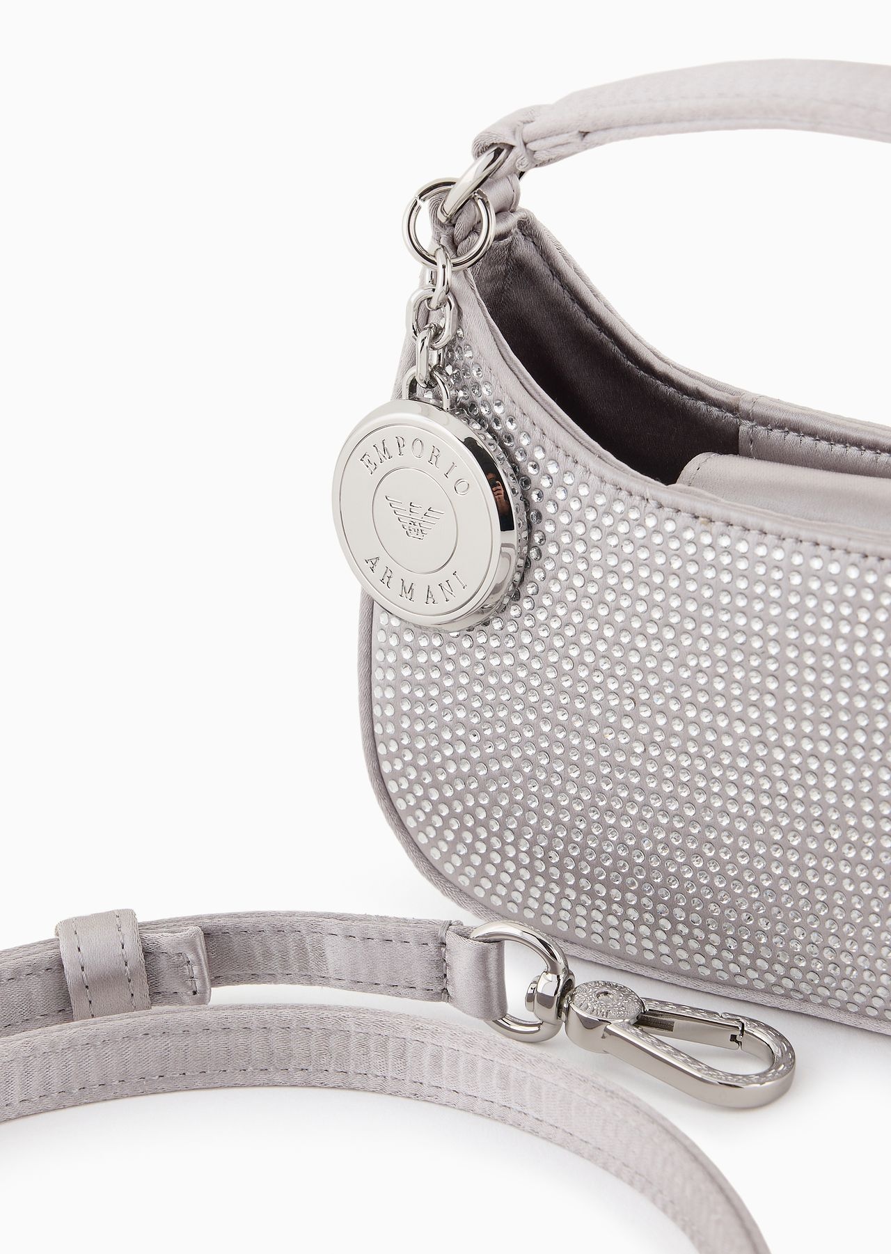 Satin hobo mini bag with rhinestones - 5