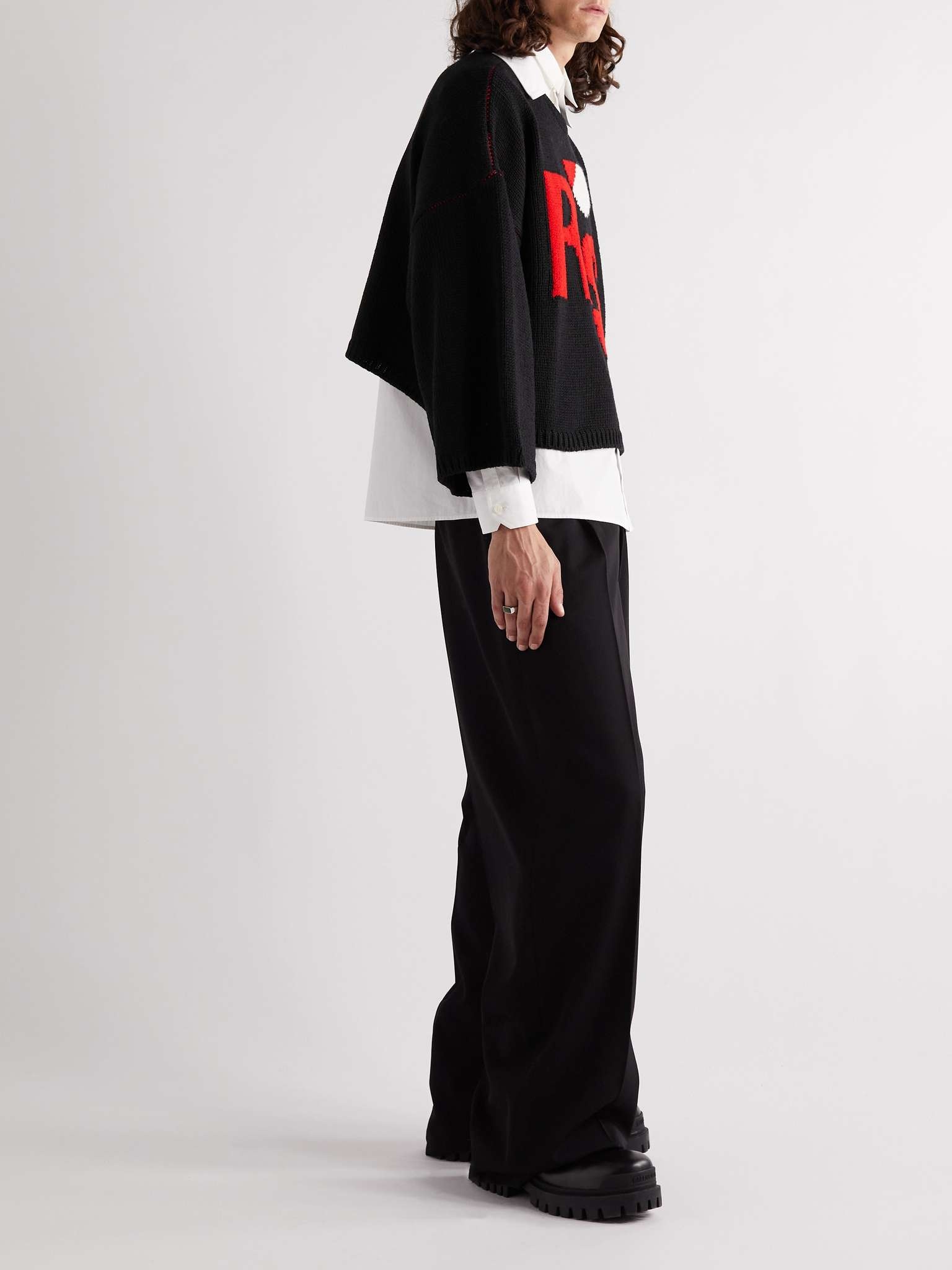 Cropped Logo-Jacquard Merino Wool Sweater - 2