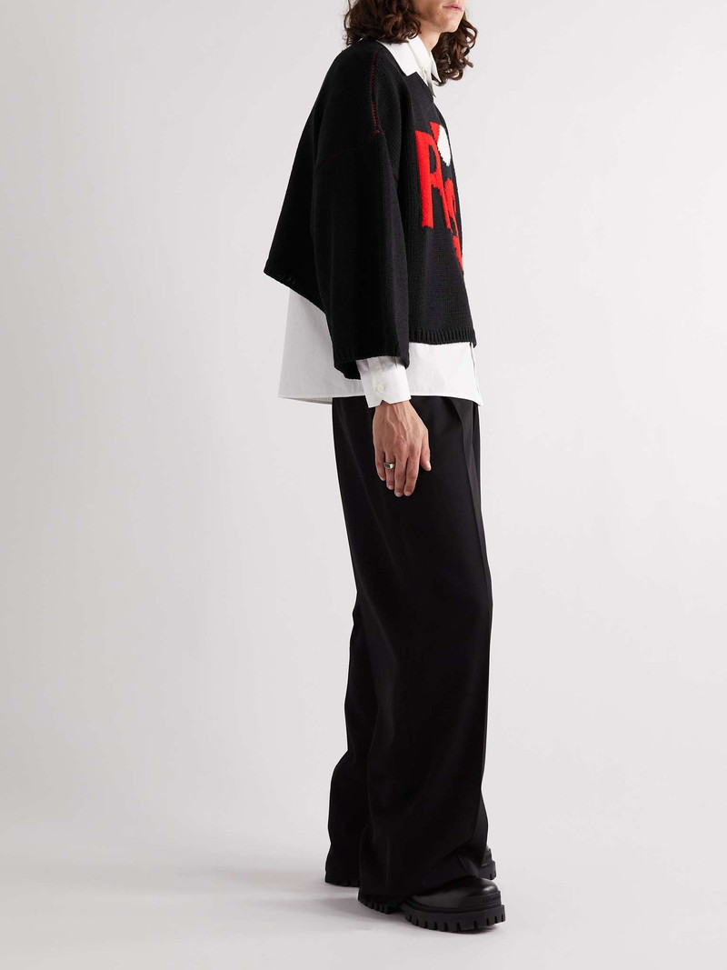 Raf Simons Cropped Logo-Jacquard Merino Wool Sweater outlook
