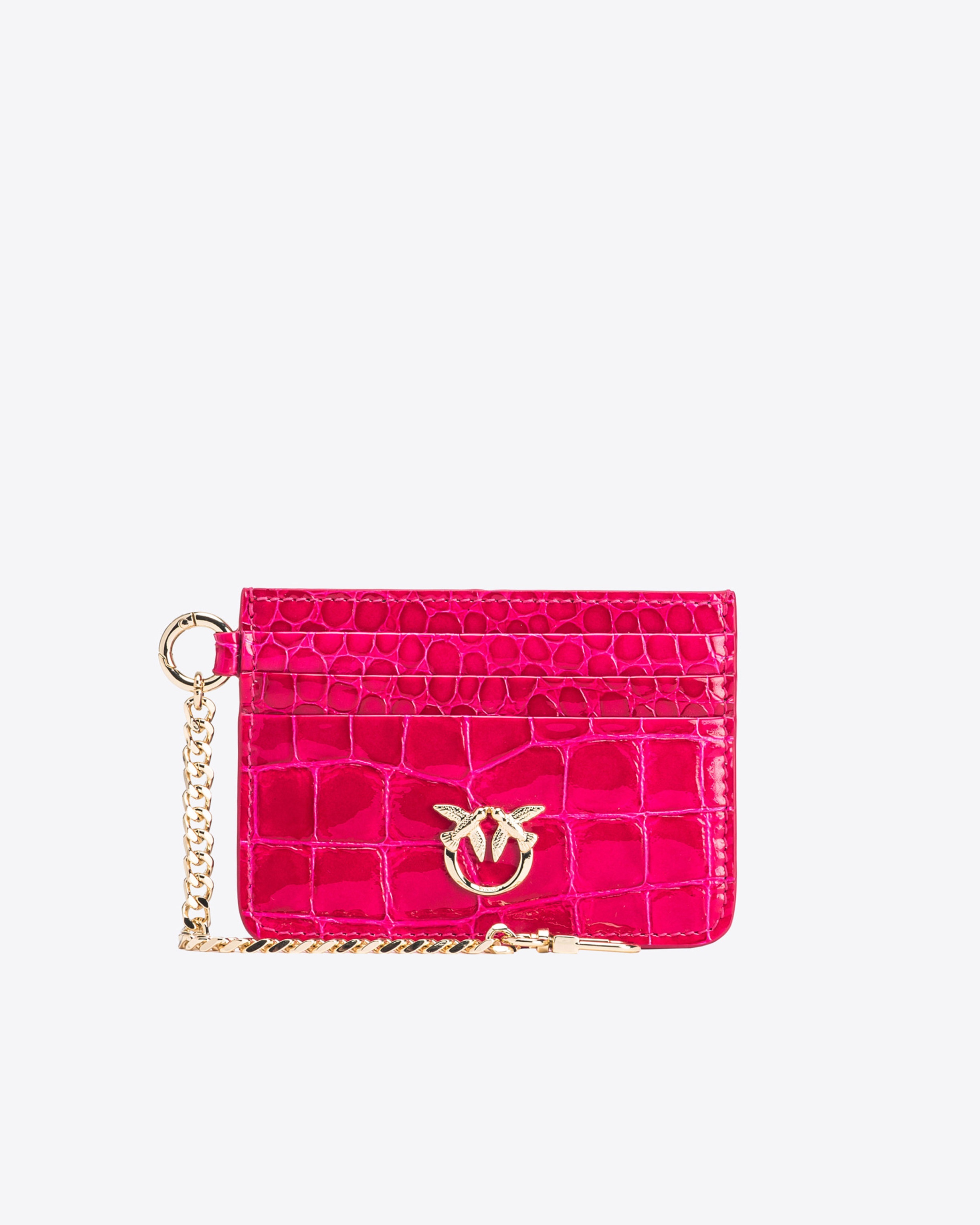 PINKO GALLERIA CARD HOLDER IN SHINY COLOURED CROC-PRINT LEATHER - 1