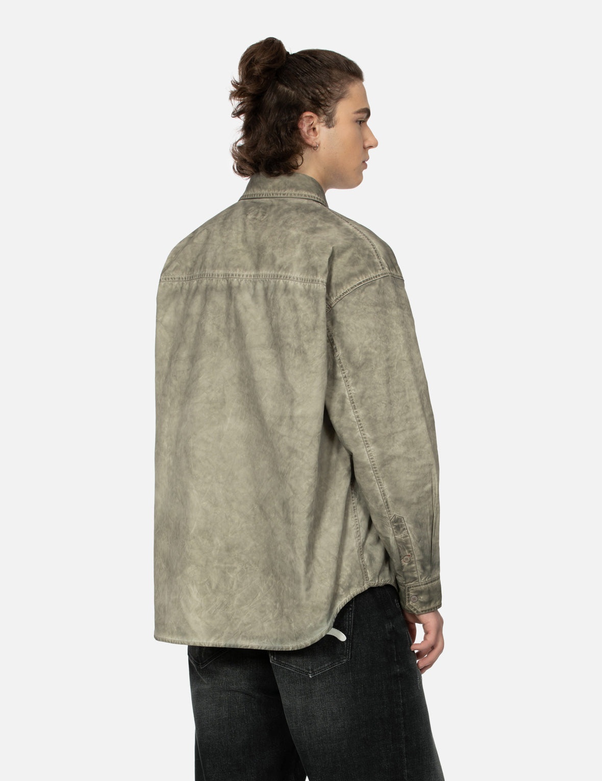 Washed Seagull Embroidery Loose Fit Shirt - 6