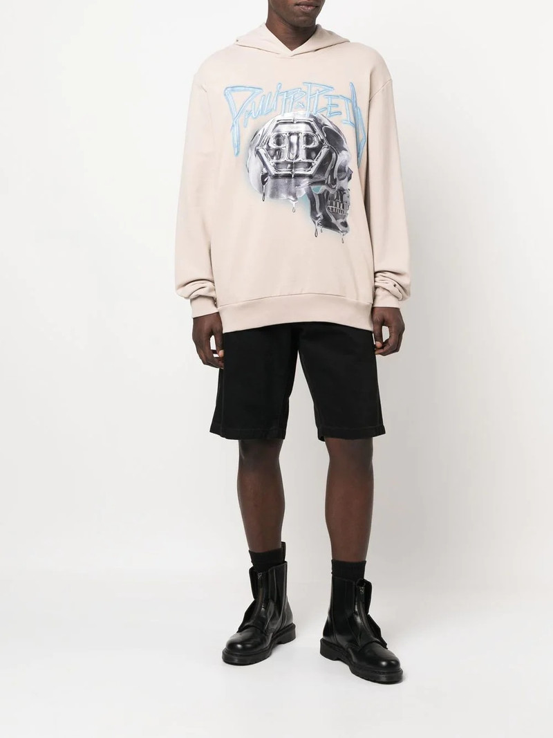 PHILIPP PLEIN skull-print long-sleeve hoodie outlook