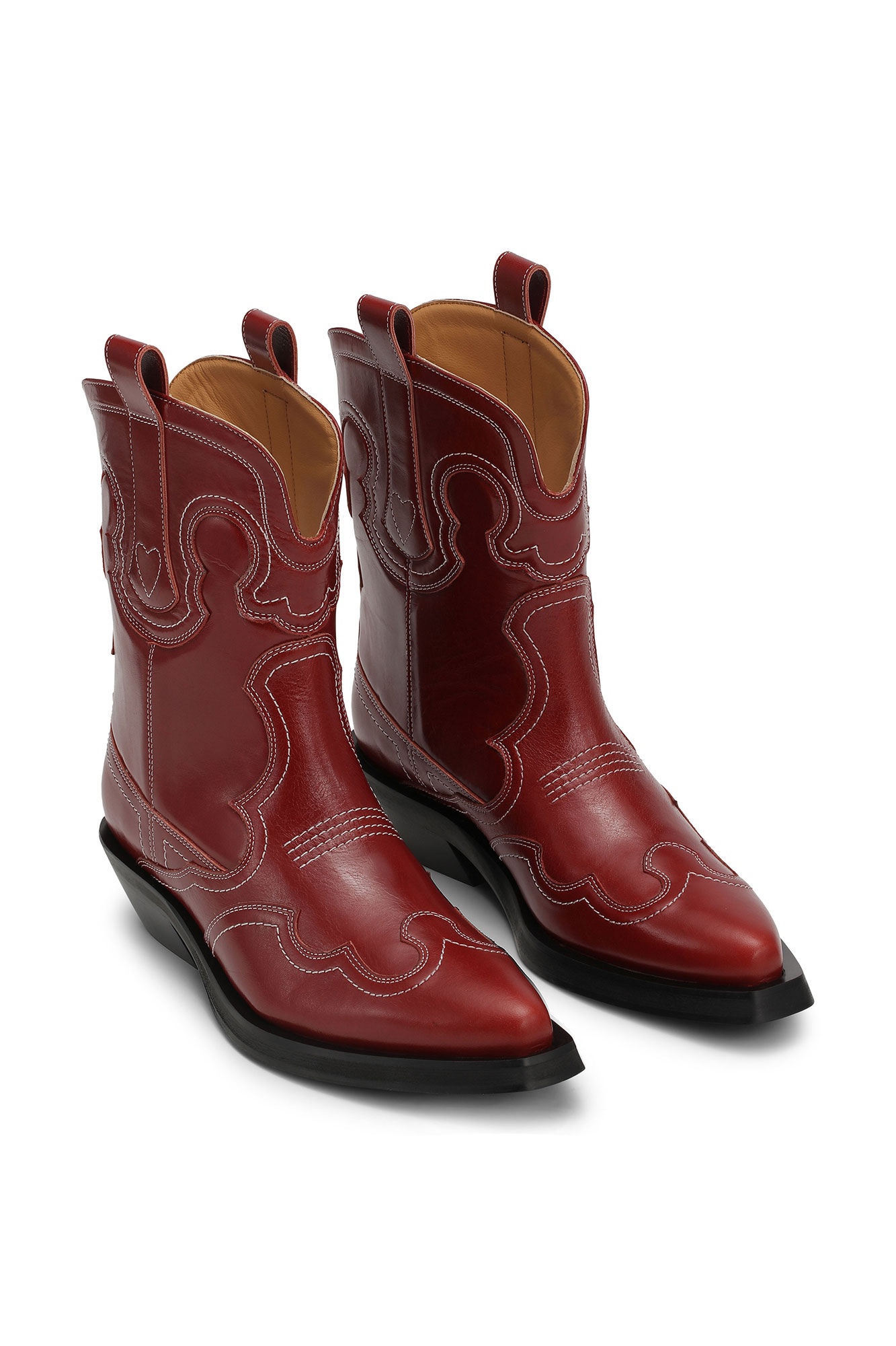 RED LOW SHAFT EMBROIDERED WESTERN BOOTS - 3