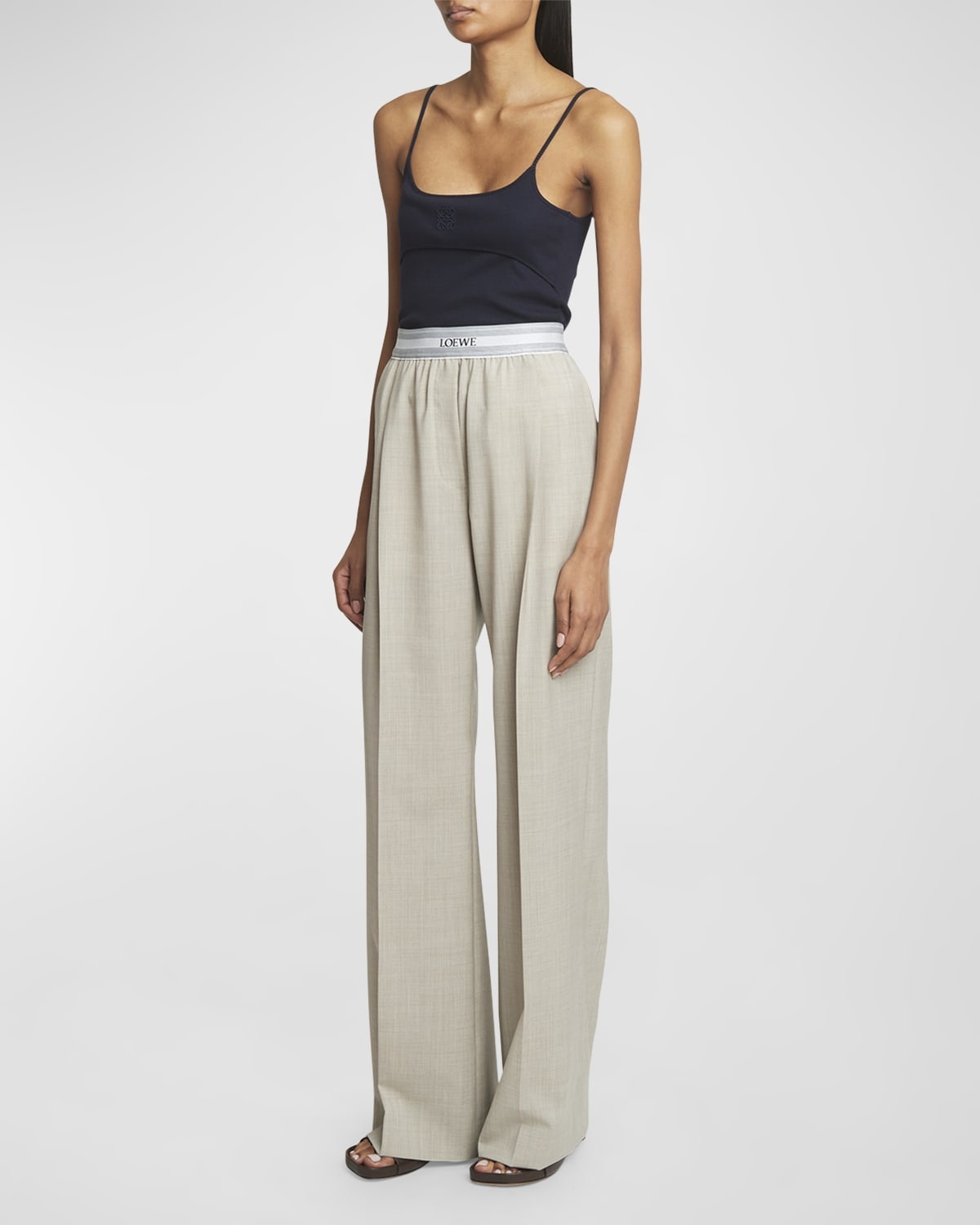 Logo Waistband Wide-Leg Trousers - 3