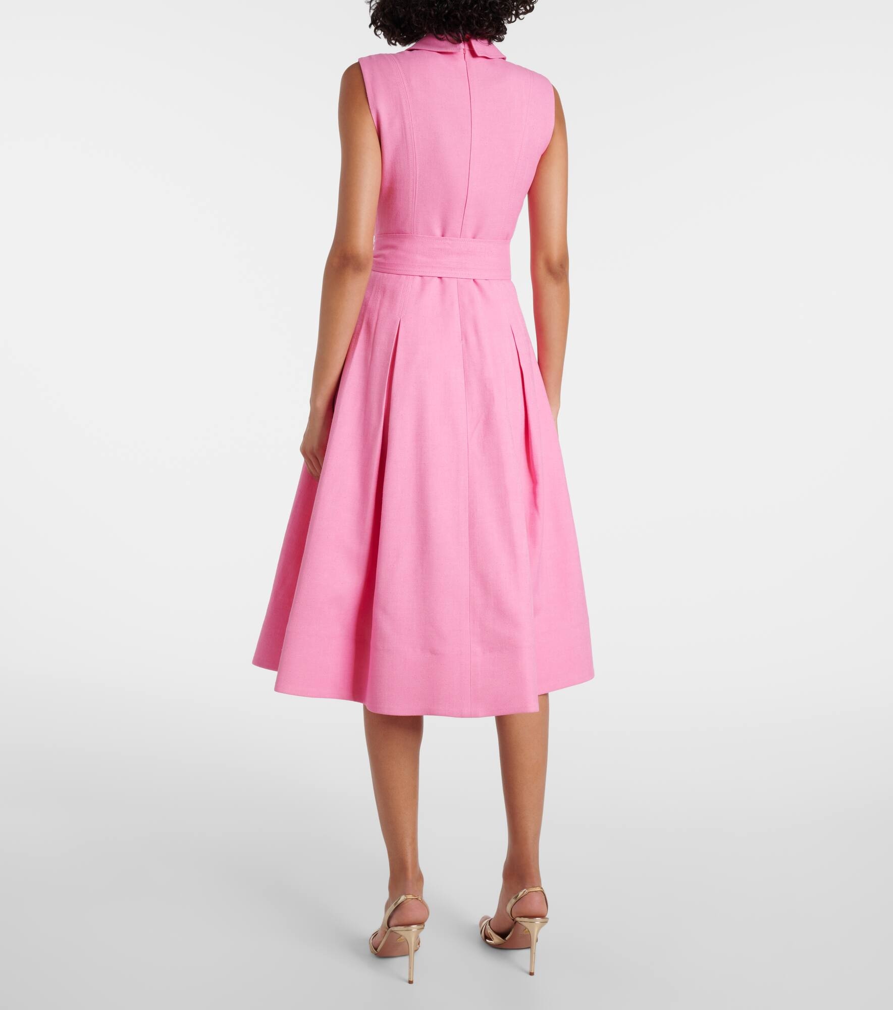 Belted twill midi dress - 3