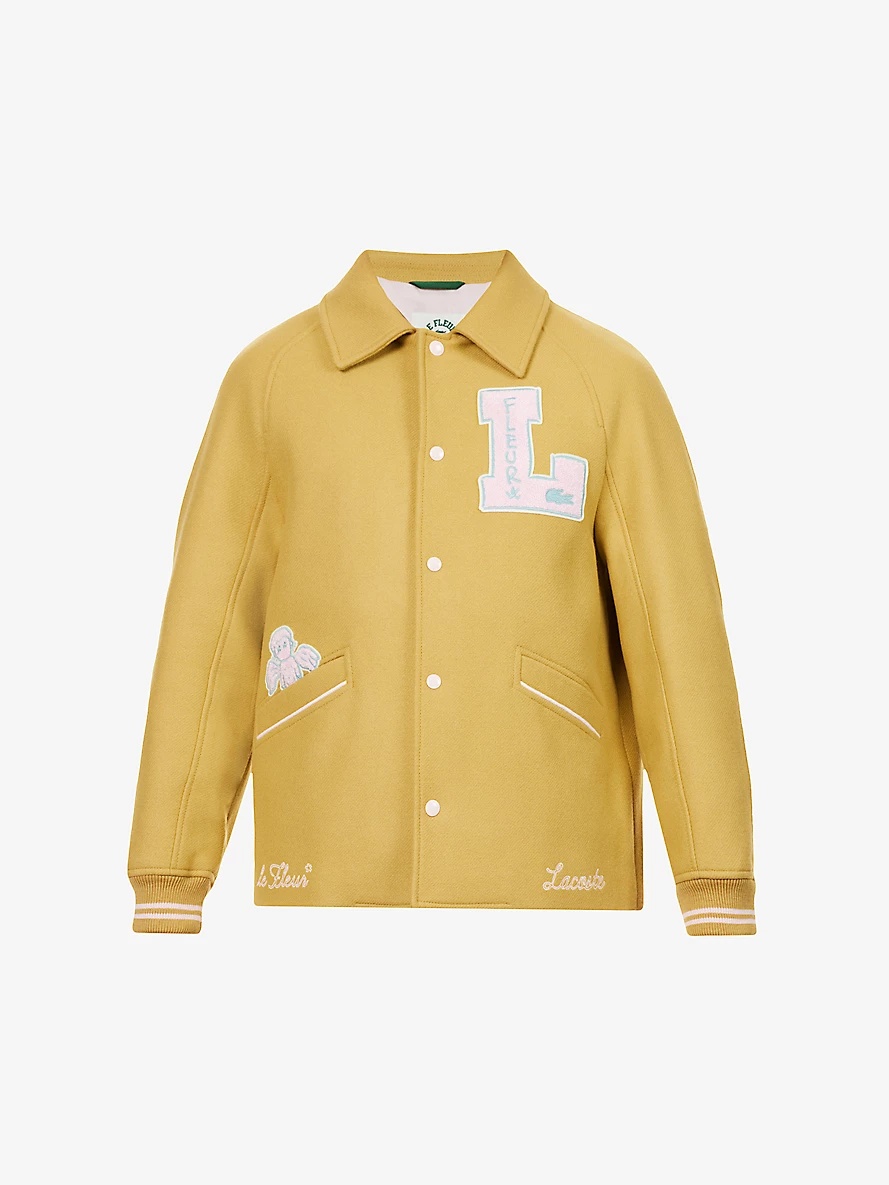 Le FLEUR* x Lacoste brand-appliqué regular-fit wool-blend jacket - 1