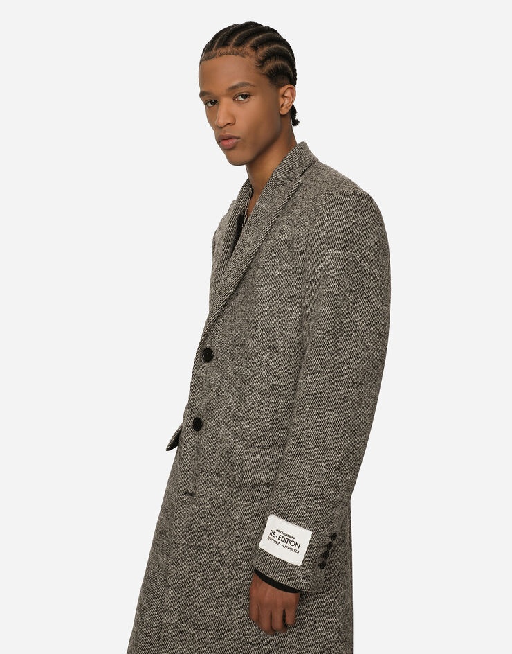 Single-breasted melange diagonal-weave wool coat - 4