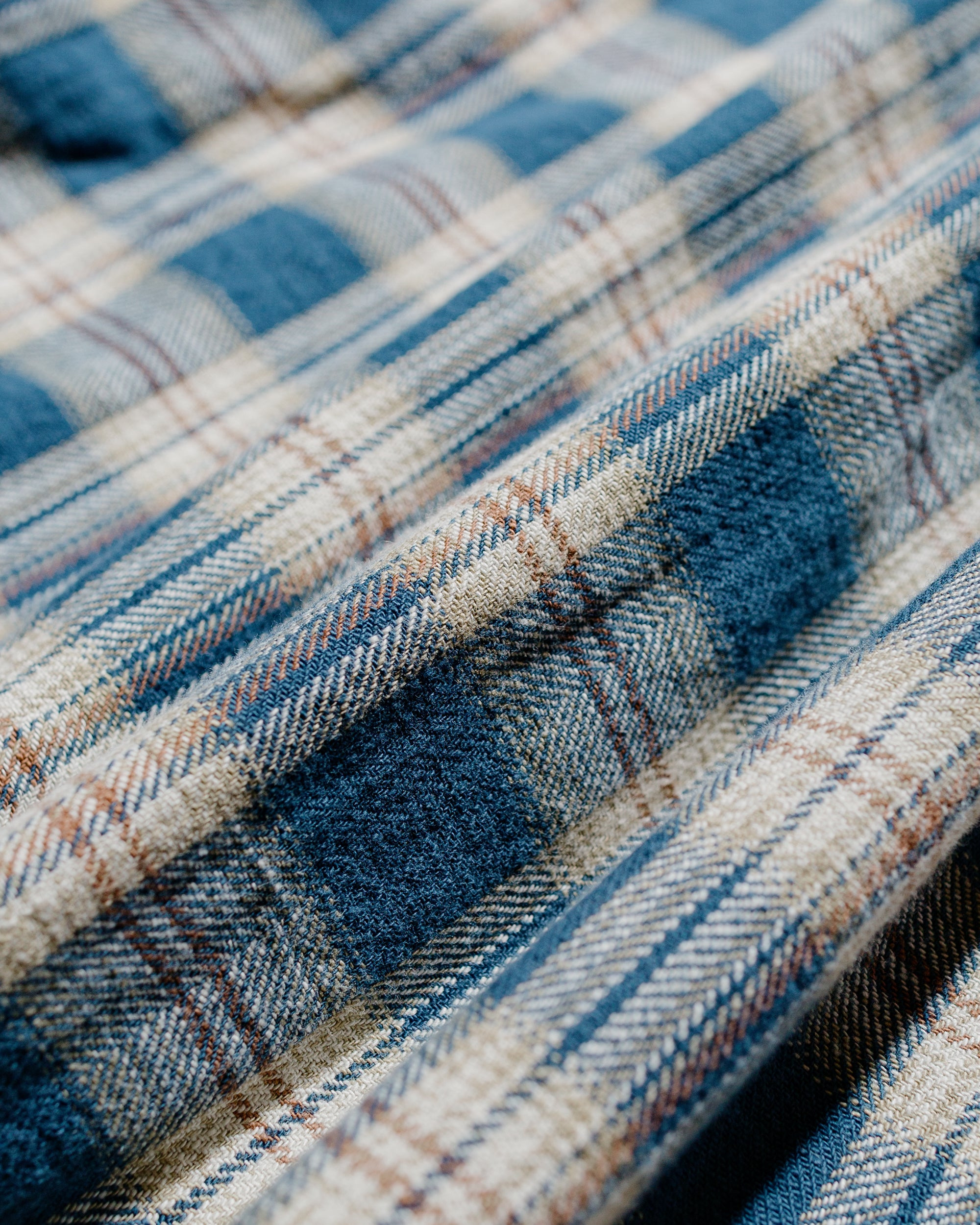 Work Shirt Navy Cotton Plaid Jacquard - 6