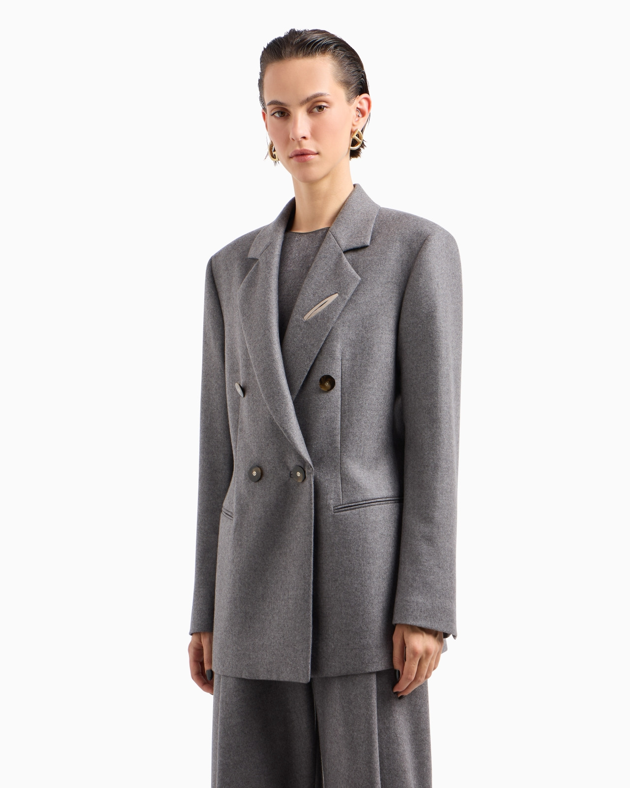 Cashmere flannel double-breasted jacket - 4