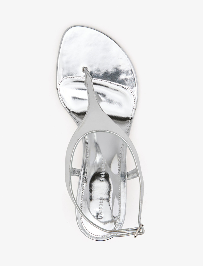 Tee Thong Sandals in Mirrored Metallic 4